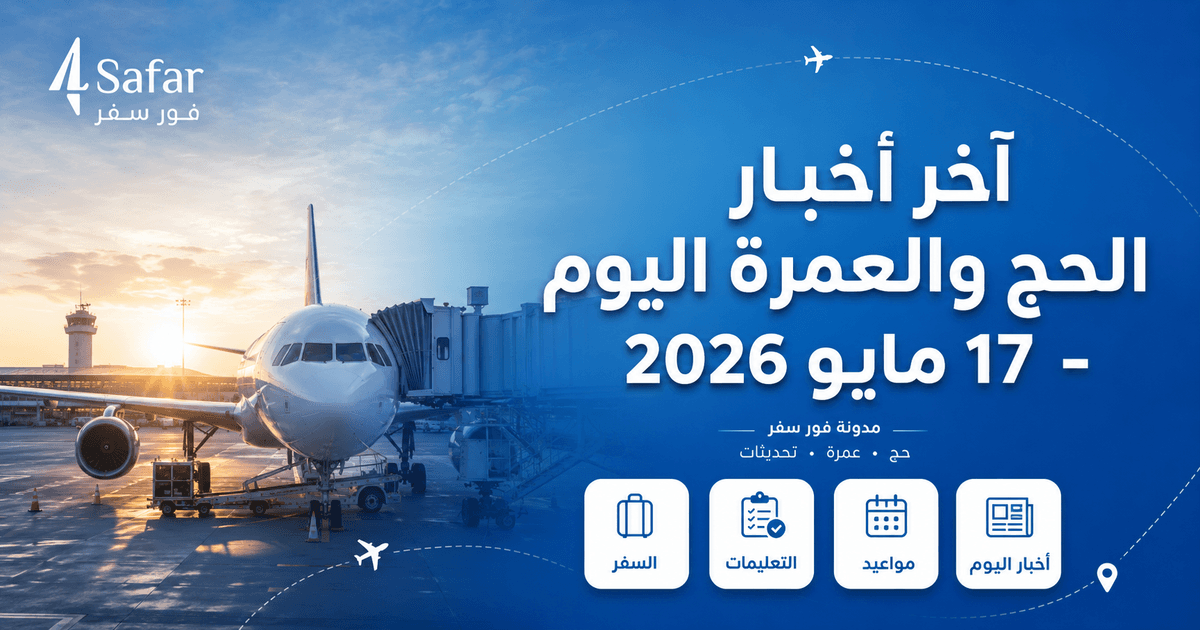 صورة لمكة المكرمة والمدينة المنورة مع عناصر تتعلق بالحج والعمرة